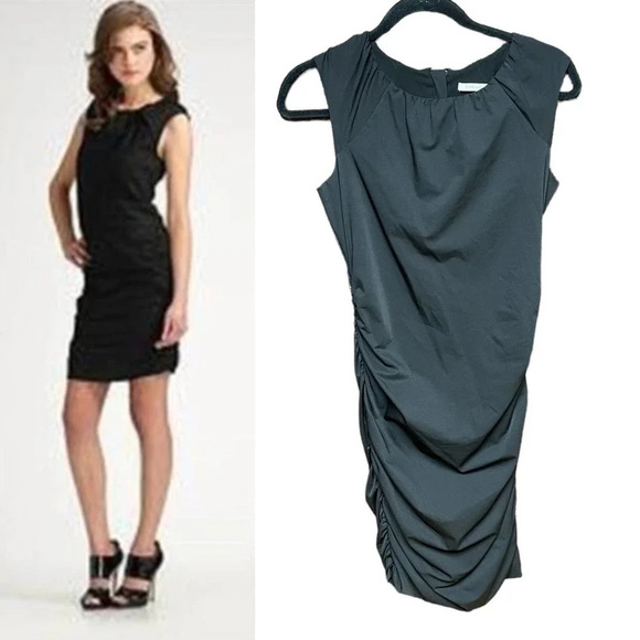 Diane Von Furstenberg Tulipan Black Ruched Dress LBD‎ Size US 4 - Picture 1 of 12